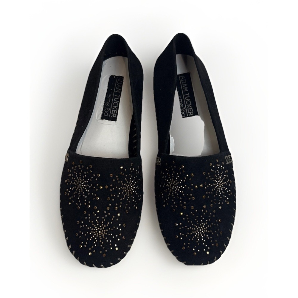 Adam Tucker By Me Too Stardust Suede Black Slip On Comfort Flats Women's 5.5M